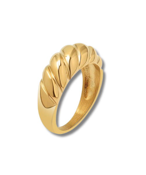 Leonie 18ct Gold Plated Chunky Croissant Ring | Leonessa Gold